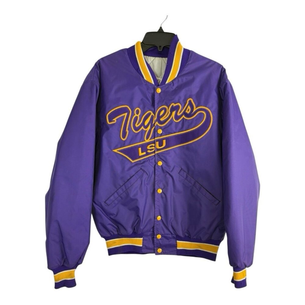 DeLong Mens Jacket Size Medium Long Sleeve LSU Tigers Varsity Baseball VINTAGE